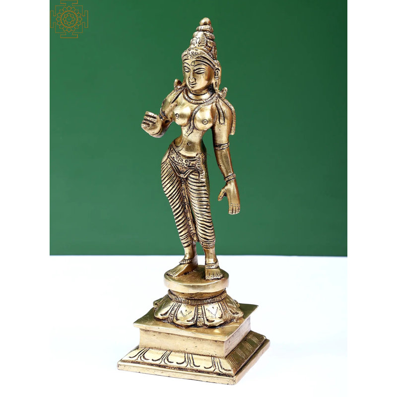 Statue 9 "en laiton Devi Uma (déesse Sivagami) - déesse minimaliste fabriquée à la main sculpture Parvati pour la décoration spirituelle
