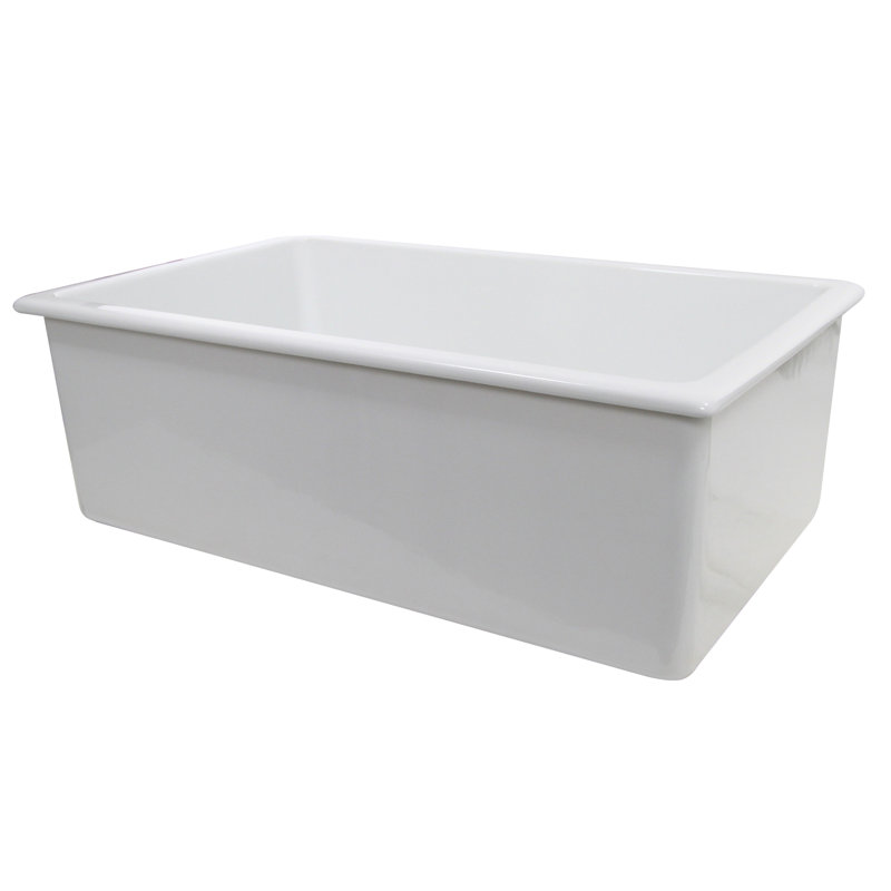 30" x 18" Dualmount Fireclay Kitchen Sink, 10" H x 30" L x 18" W