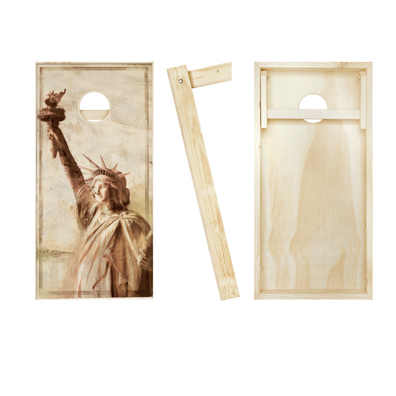 Ensemble de jeu de poches en bois massif teinté 2 pi x 4 pi Lady Liberty