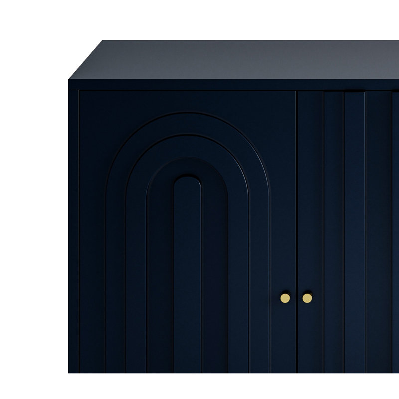 Armoire en bois laqué bleu avec 4 portes. Pour la salle à manger, le vestibule. Tablettes réglables, rangement pour la cuisine - hauteurs de tablettes