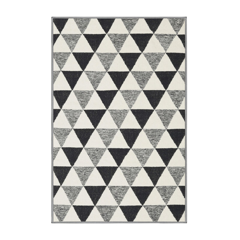 Tapis beige/gris/noir contemporain, Rectangle 3 pi x 5 pi