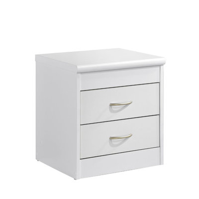 2-Drawer Wood Nightstand 17 inch Wide Bedside Table for Small Space with Storage, by L
