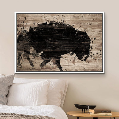 " Wood Panel Spray Paint Bison Buffalo "
