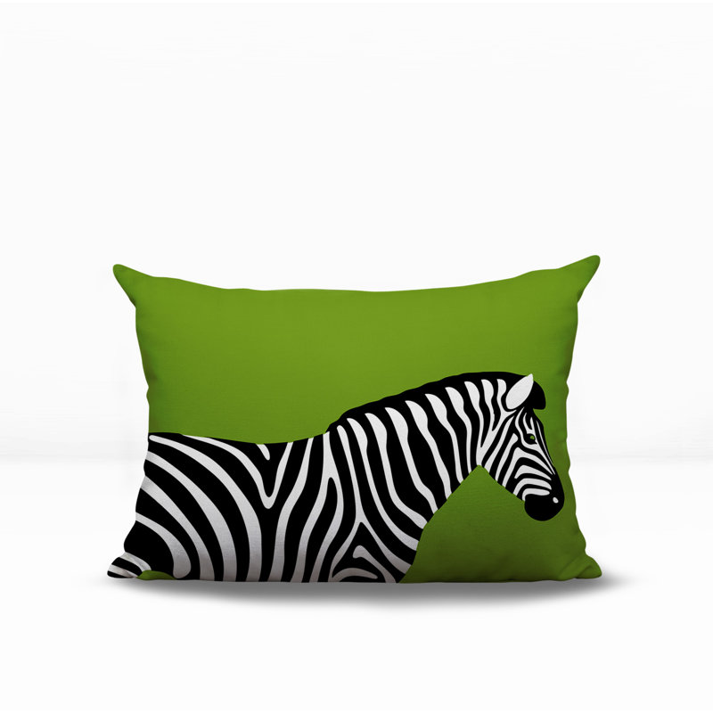 Oreiller rectangulaire réversible intérieur / extérieur Hala Zebra, Chartreuse, H 20 po x l 14 po