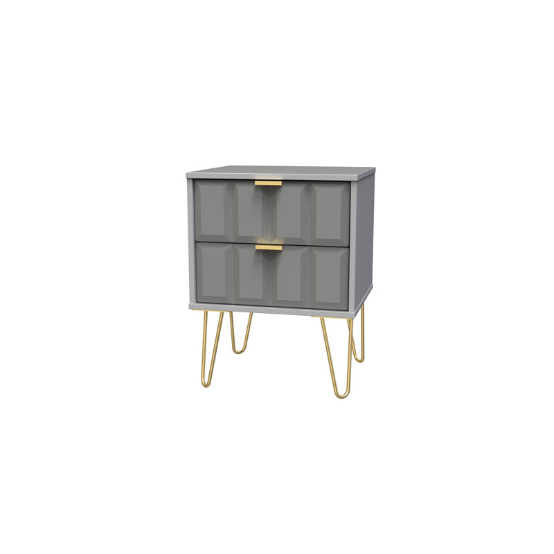 Allem 2 Drawer Bedside Cabinet (Ready Assembled), Shadow Matt/Grey