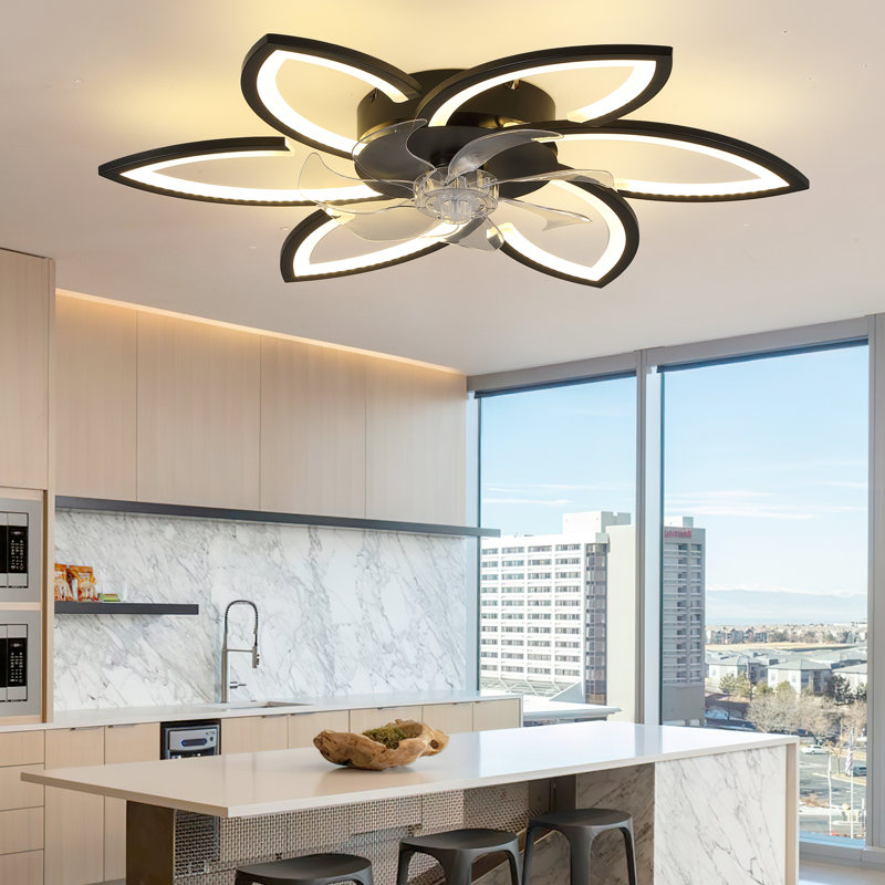 Modern 7-Blade Ceiling Fan With 6 Lights – Remote Control, 6-Speed Reversible Blades, Dimmable & Timer Function