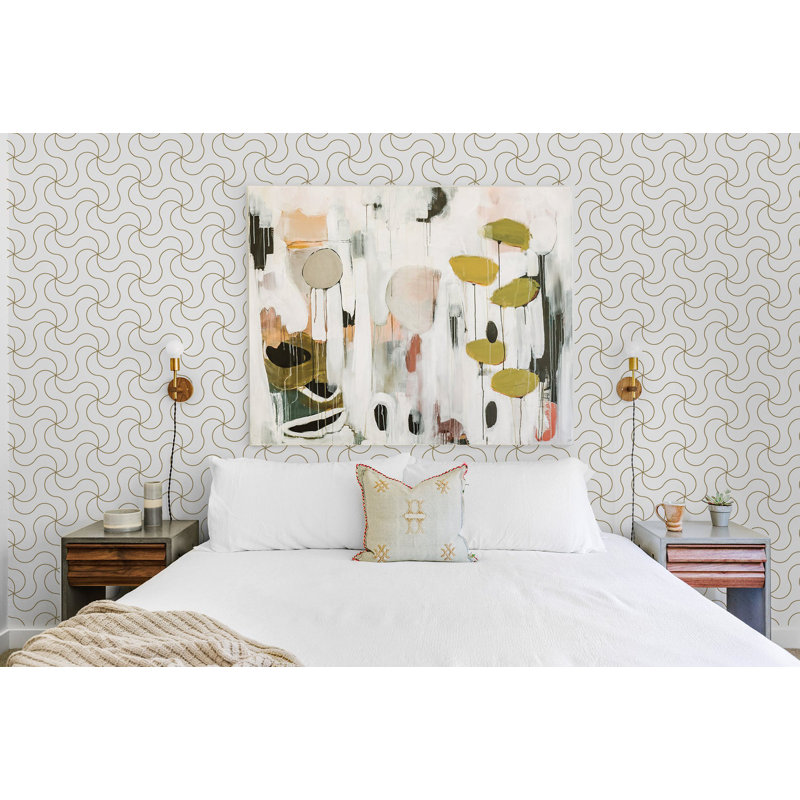 Golden Abstract Lines Wallpaper, 300cm W x 200cm L