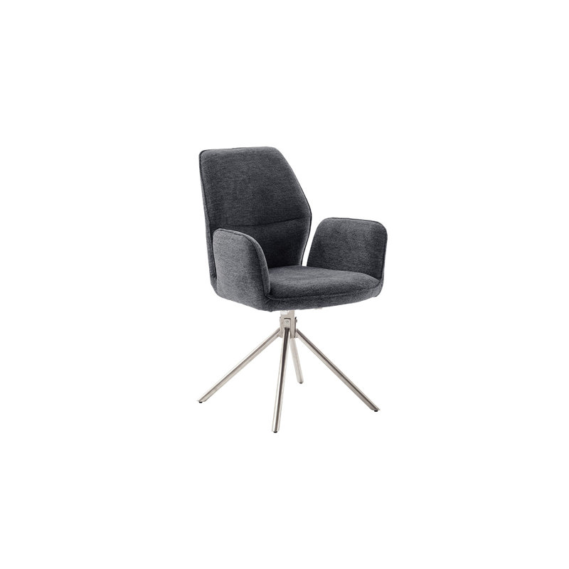 Deairra 50cm H Polyester Upholstered Upholstered Back Side Chair, Anthracite