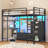 Twin Size Loft Bed With 6 Storage Drawers,coat Rack And Open Shelves,twin Loft Bed With Desk,charging Station And Led Lights,metal Loft Beds With Large Pegboard,safety Guardrail And Ladder,black-777974706