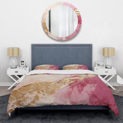 Pink Gold Minimalism Potteries I - Abstract Spirals Duvet Cover Set