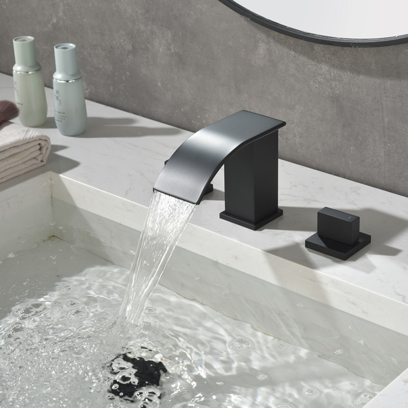 Two-Handle Widespread Bathroom Faucet Waterfall Bathroom Sink Faucet, Valve Included