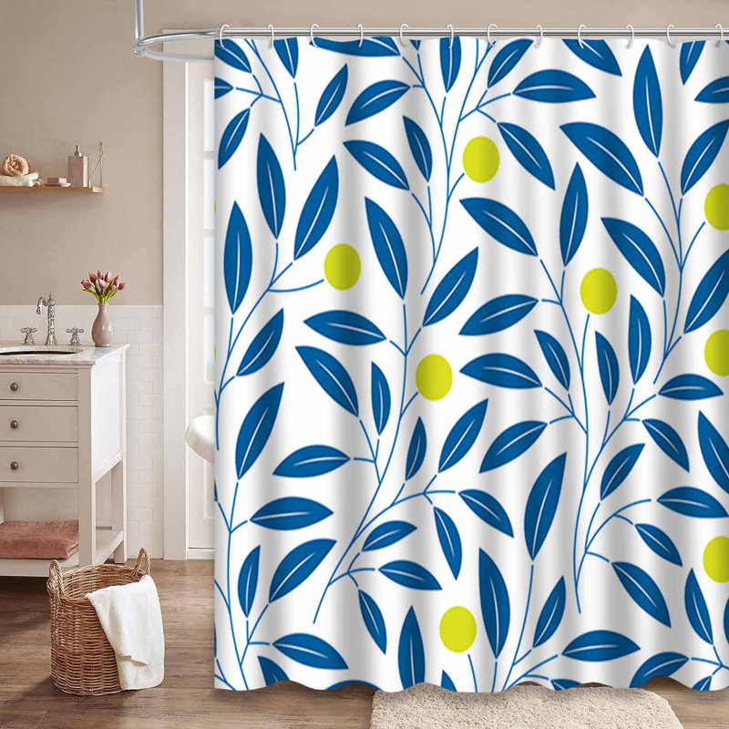 Rideau de douche à 12 crochets Blue Plants, L 72 po x l 84 po