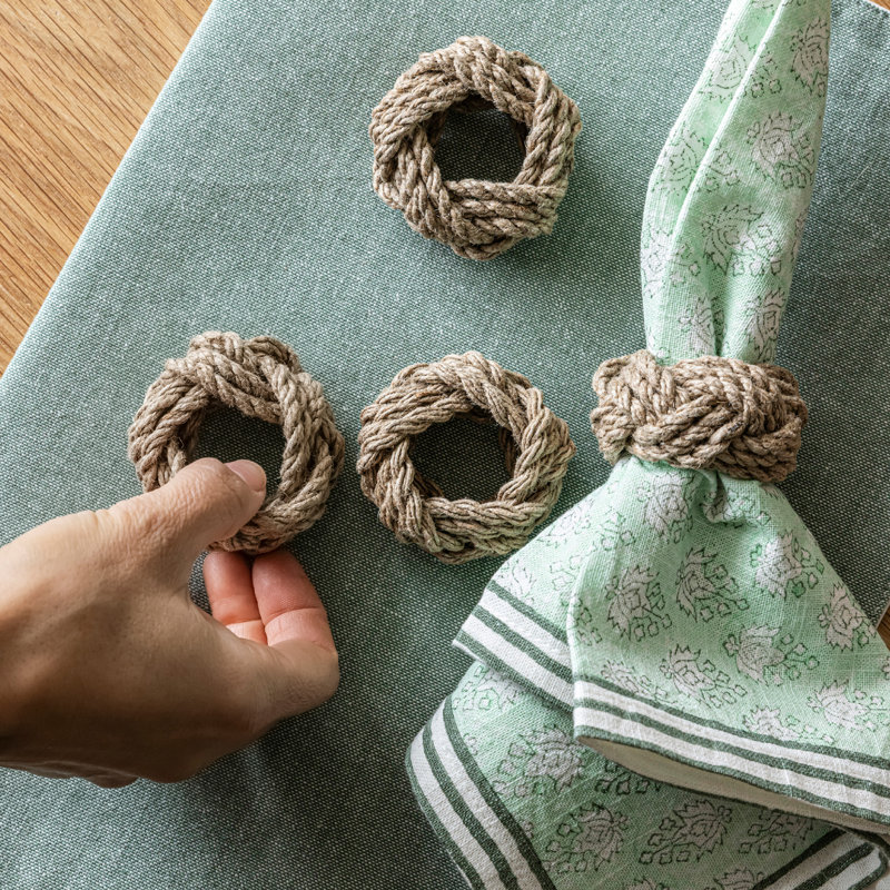 over&back Woven Rope Napkin Ring - Set of 4