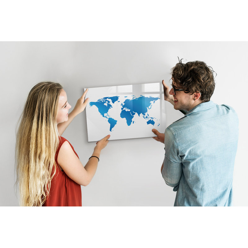 World Map Magnetic Wall Mounted Dry Erase Board