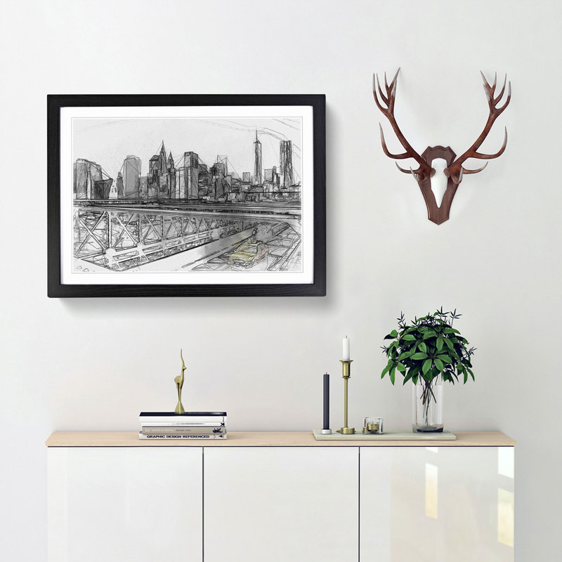 A Yellow Taxi Cab in New York in Abstract - Framed Print, Black Framed, 48cm H x 65cm W x 2cm D