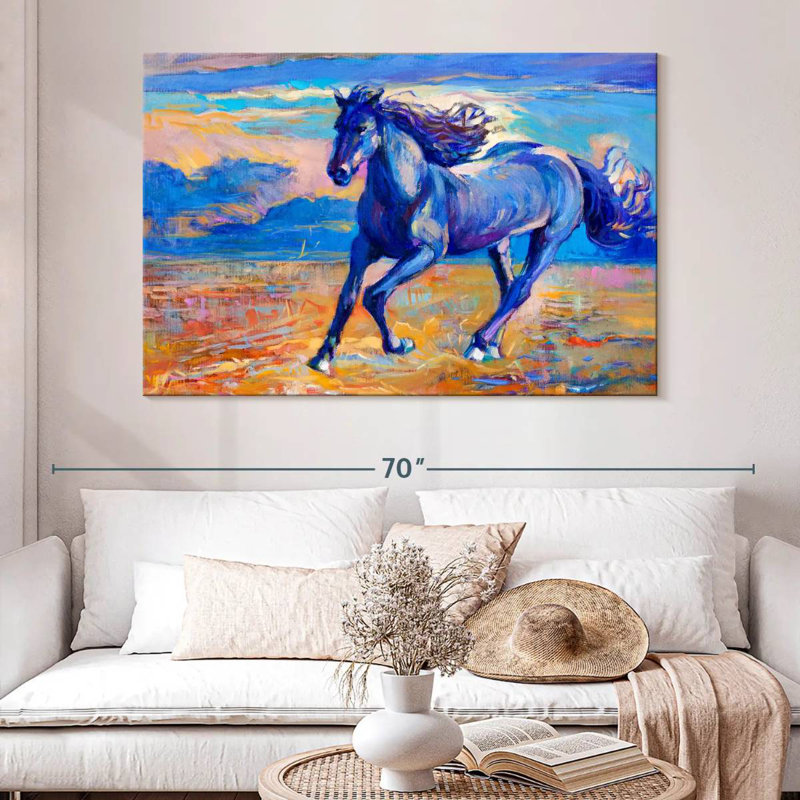 Brampt Blue Horse, 34" H x 51" W