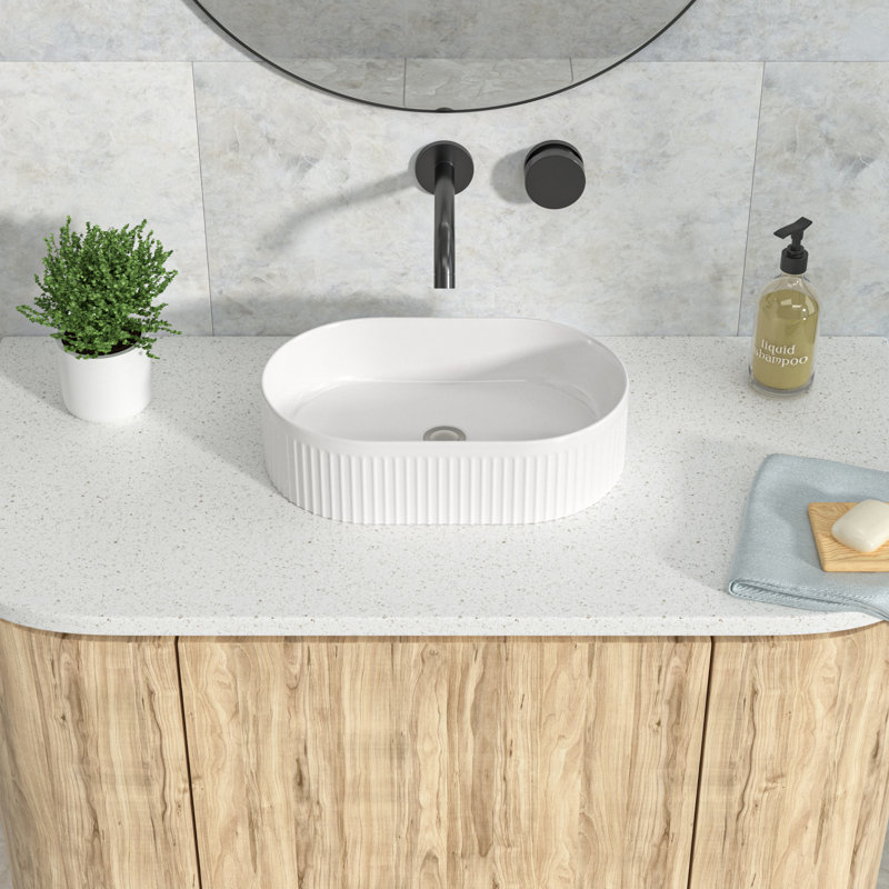 Lavabo de salle de bain vasque ovale en céramique blanche 19 "L x 12" l 19 "