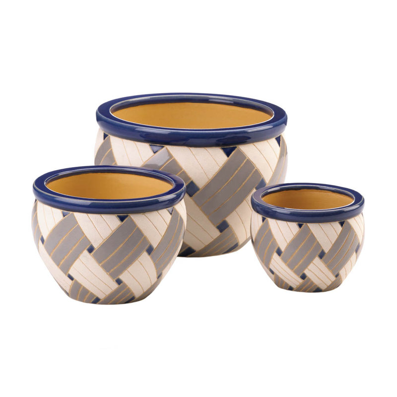 Ensemble de pots à fleurs en céramique 3 pièces Pantela