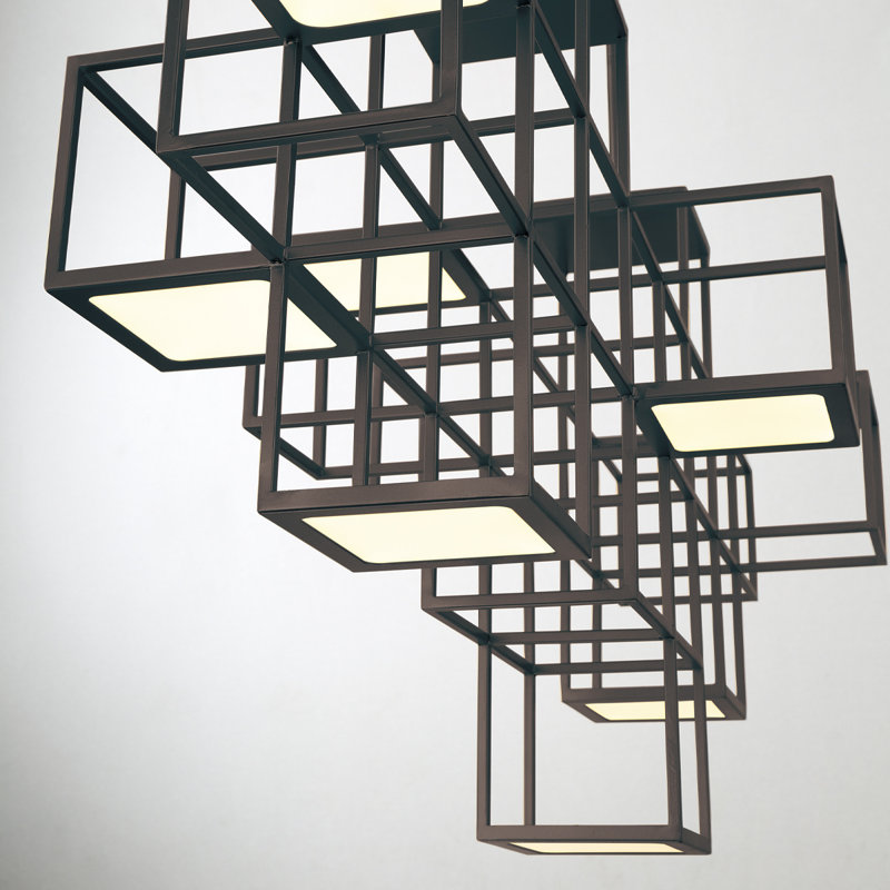 Luminaire suspendu carré unique à 1 lumière Ferro, Noir