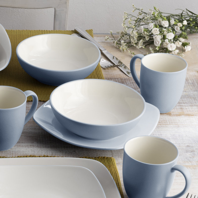 Noritake Colorwave 16-Piece Square Dinnerware Set, Service for 4, Ice
