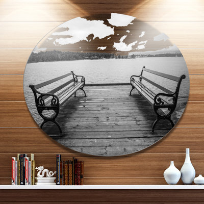 «Benches on Bridge by Water Side», photographie