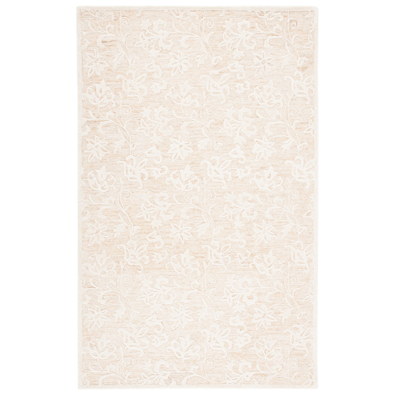Tapis floral en laine et coton touffeté à la main Metro, Rectangle 8 pi x 10 pi