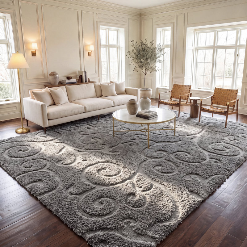 Tapis gris Chaffin, Rectangle 9 pi 6 po x 13 pi, Gris foncé