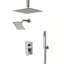 Système de douche à pression équilibrée Crozet avec double pomme de douche carrée et douche à main (valve incluse)-92398369