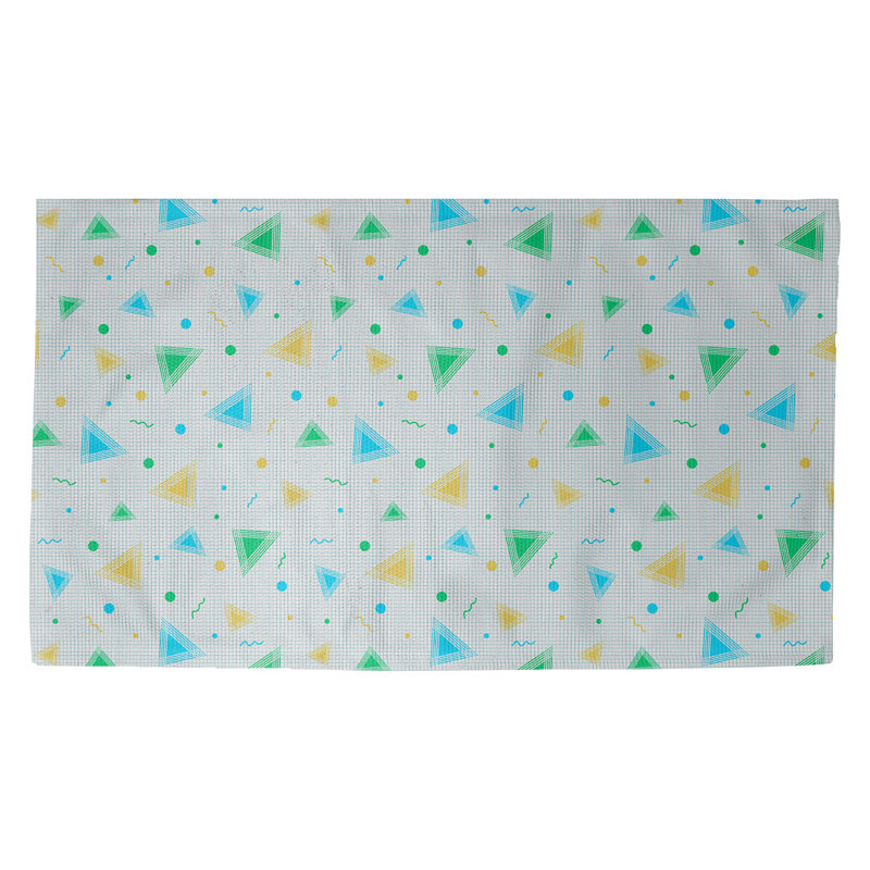Tapis bleu rétro/jaune/vert 90 Avicia, Rectangle 2 pi 2 po x 3 pi 4 po