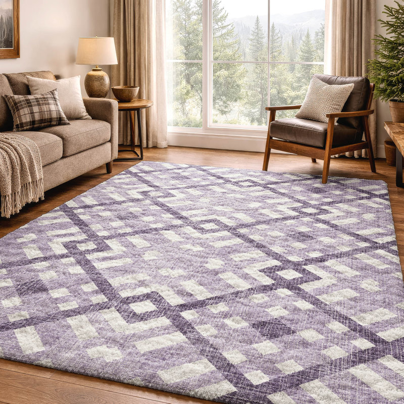 Tapis à poil long de qualité supérieure lavable à la machine ADS616, Purple, 9' x 12'