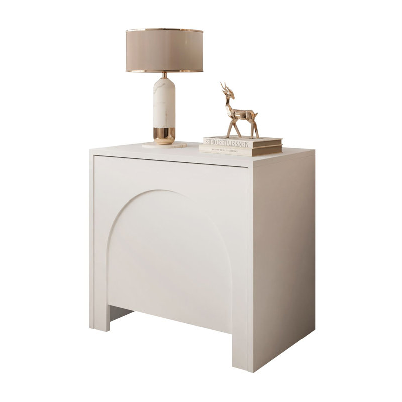 ARIADNA 54cm W Particle Board / Chipboard Bedside Table, White