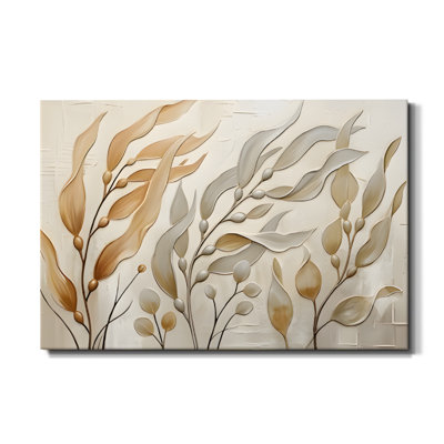 Impression sur toile à motif floral abstrait à panneau floral, impression sur toile tendue avec châssis 24 po x 36 po, crème et sauge, décoration murale tranquille pour salon, chambre à coucher et salle à manger