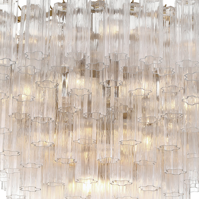 Lustre en laiton vieilli 49 po Sandbach, H 42,5 po x l 49 po x P 49 po, Transparent, Doré