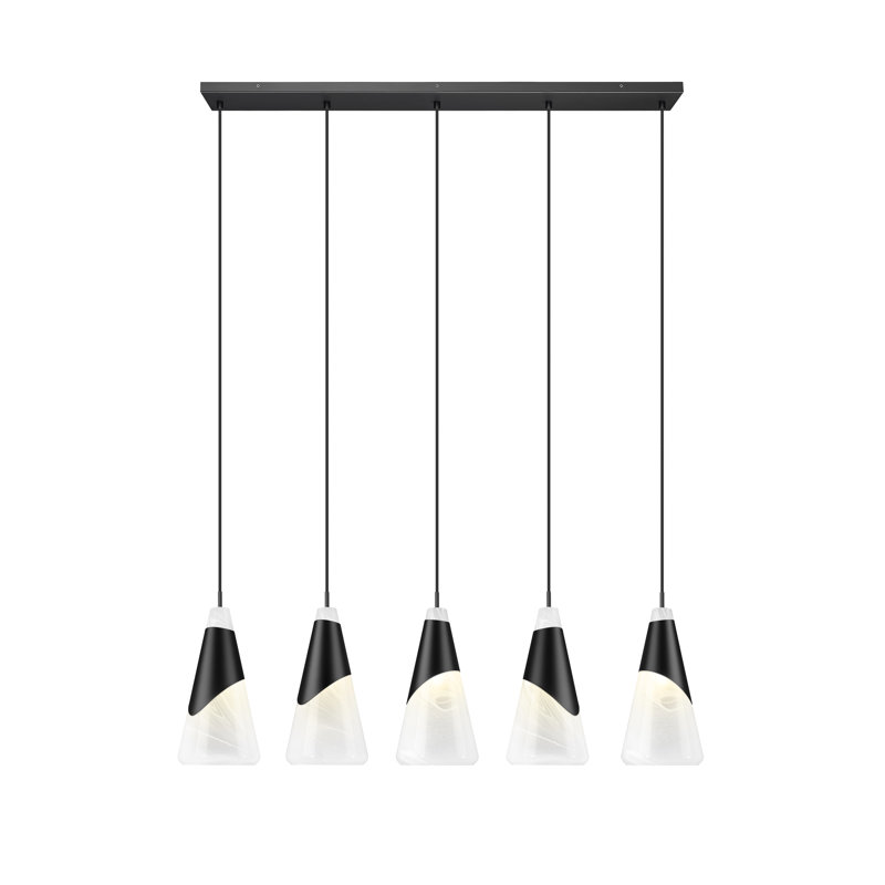 Lustre linéaire Jamess, 5 lumières, Noir mat