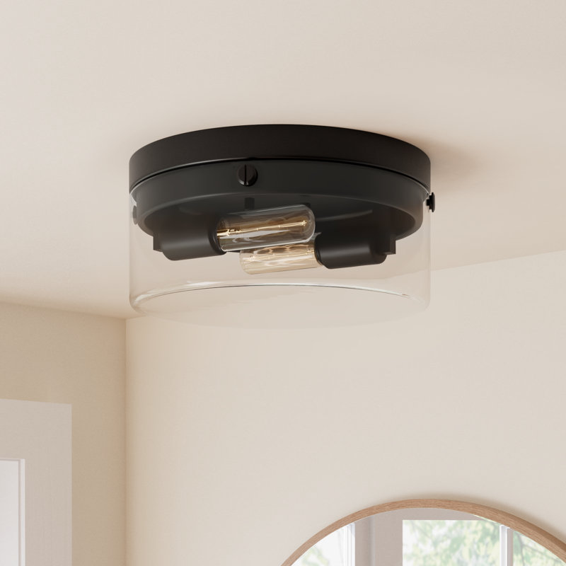 Glass Flush Mount, 5.5" H x 11.38" W x 11.38" D