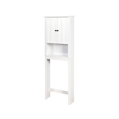 White Over The Toilet Storage Cabinet with Adjustable Shelf - Bathroom Space Saver Organizer for Small Bathrooms