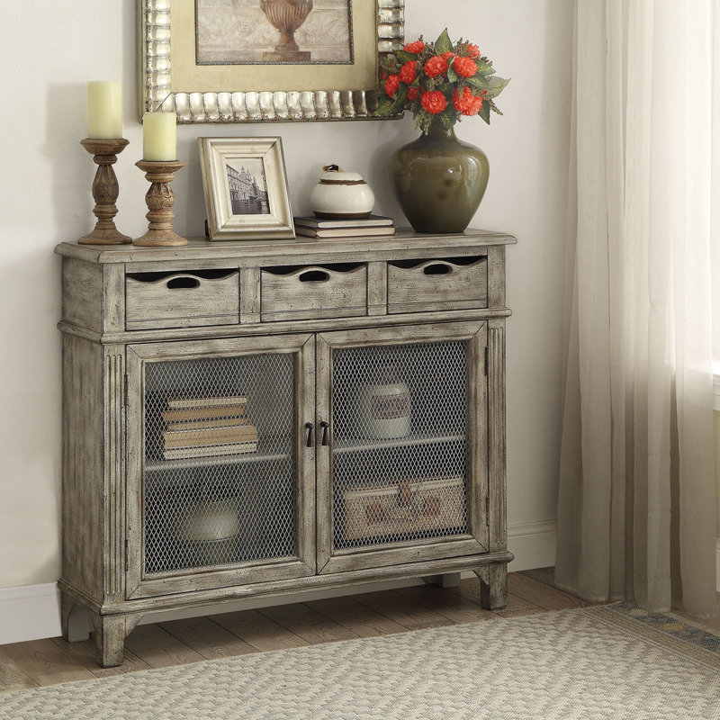Console à 2 portes avec 3 tiroirs gris Annelene