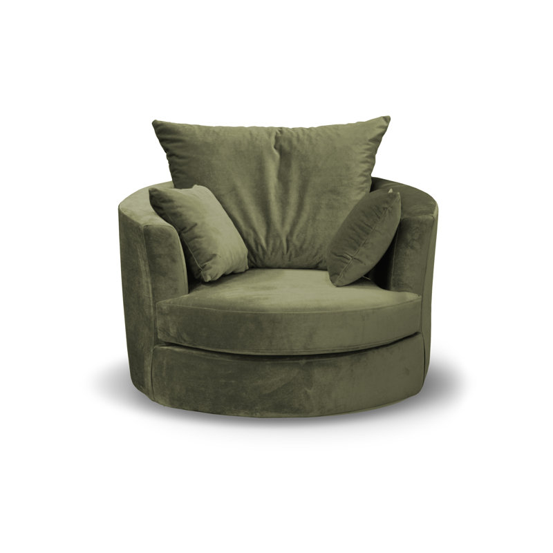 Curwood Upholstered Swivel Barrel Chair, Pickle