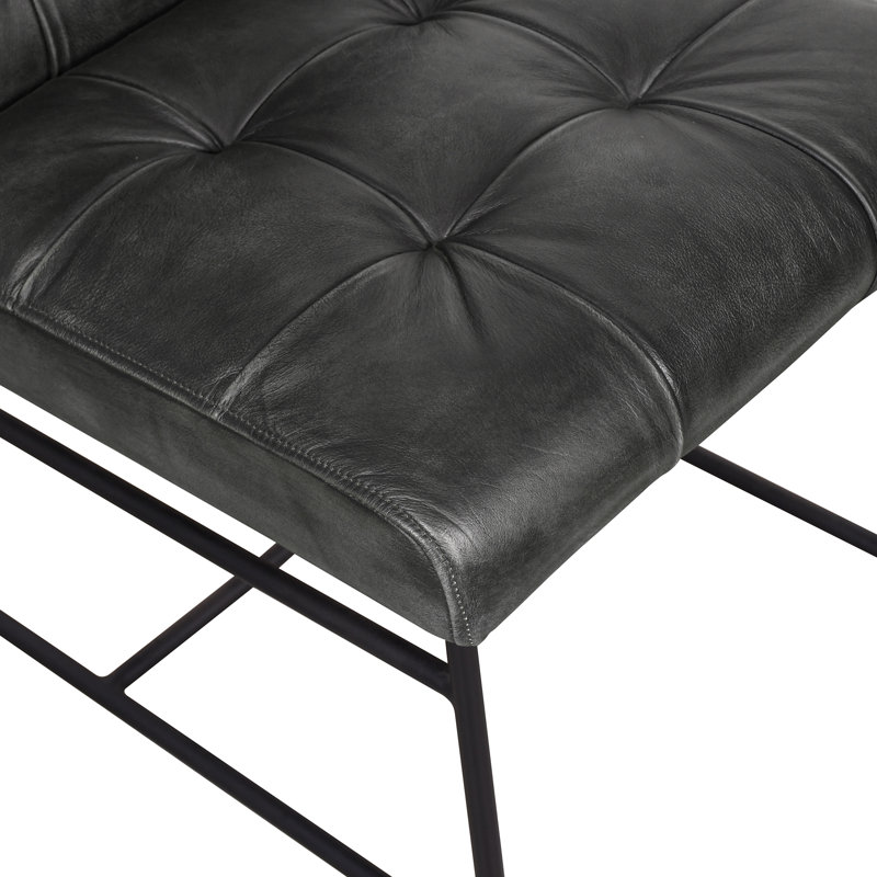 Chaise en cuir noir patiné Brisbane Stockton, Noir vieilli