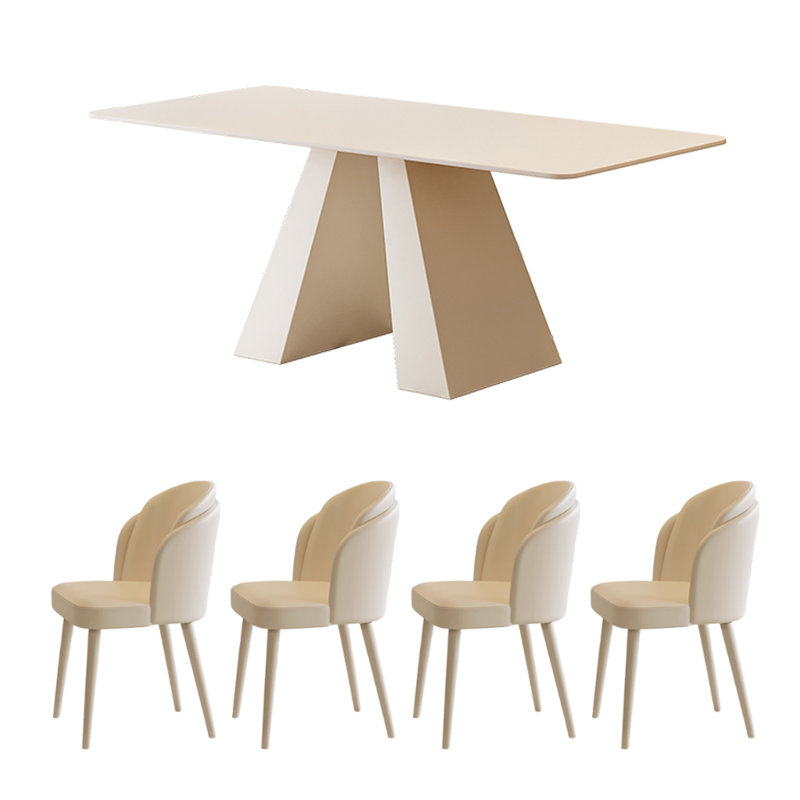 Ensemble de table à dalle de roche moderne et simple de style crème, 5, H 29,52 po x L 55,11 po x l 31,49 po