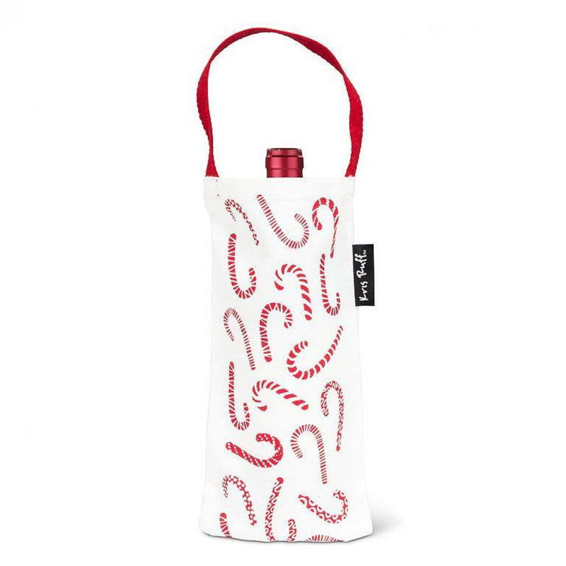 Candy Canes Patterned Wine Tote
