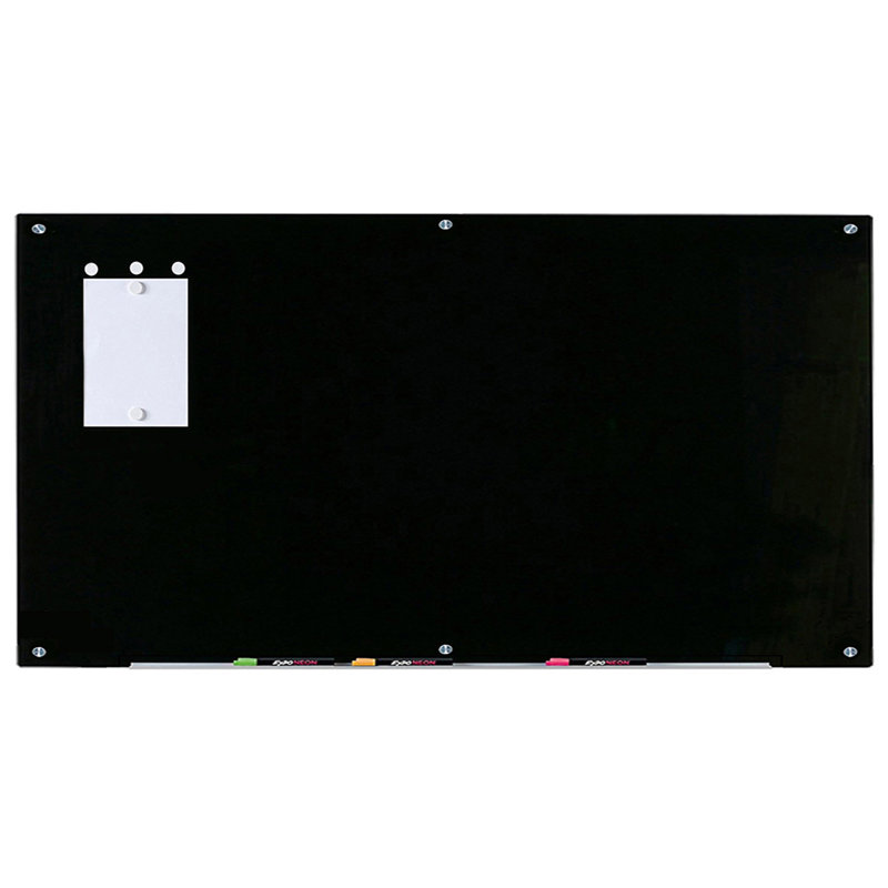 Panneau de verre magnétique mural noir, H 72 po x l 47 po x P 0,17 po