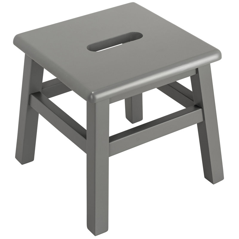 Escabeau léger en bois massif à 1 marche de 12,25 po de hauteur Blount pour adultes et enfants avec capacité de 200 lb, gris