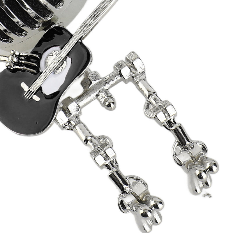 Lampe de table rétro avec micro et guitare rétro en métal USB en aluminium rétro pour bureau de chambre à coucher noir