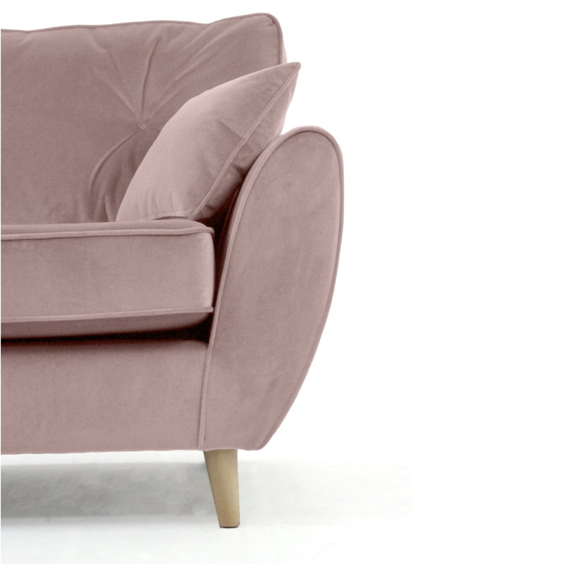 Rafe 4 Seater Velvet Sofa, Dusky Pink Velvet