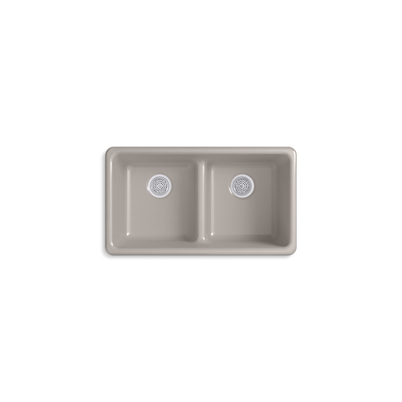 IronTones® Kohler 33" L x 18.75" W Drop-in Smart Divide Double-Equal Kitchen Sink, Truffle