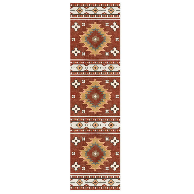Tapis brun brun en polyester tissé à la machine, Rectangle 5 pi 3 po x 7 pi 7 po