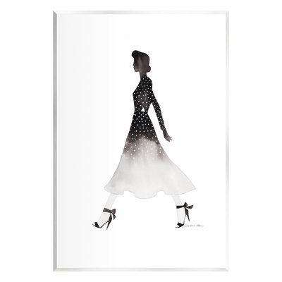 Stupell Industries, fille en robe noire, art mural par Simone Elum