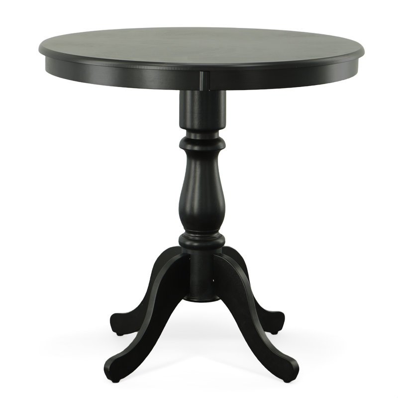 Classic Black 36 Inch Space-Saving Round Pedestal Bar Table, Antique Black