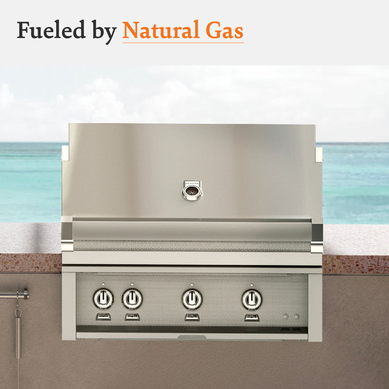 36" Built-In Grill, 2 Trellis Burners, 1 Sear Burner, Rotisserie, Natural Gas